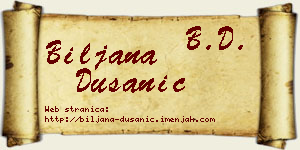Biljana Dušanić vizit kartica
